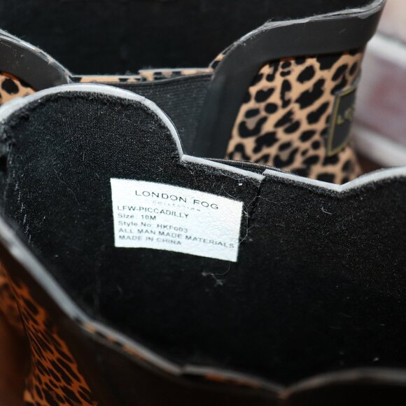 LONDON FOG Leopard Piccadilly Slip On Waterproof, Rain Boots Women's Size 10M - Picture 3 of 4